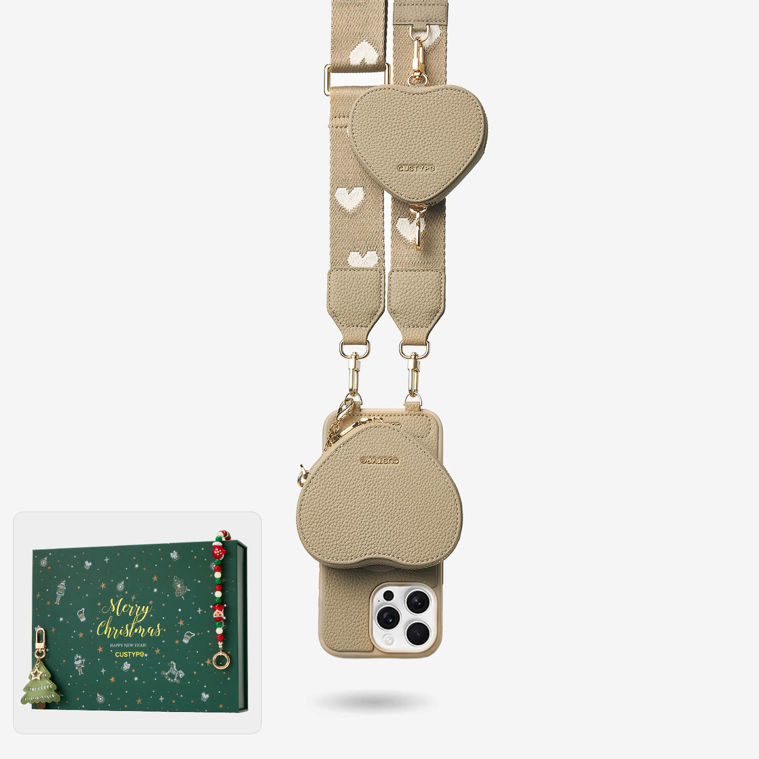 クリスマス限定キット - モランディ iPhoneケース（ハート型AirPodsポーチ＆ウェビングストラップ付き）