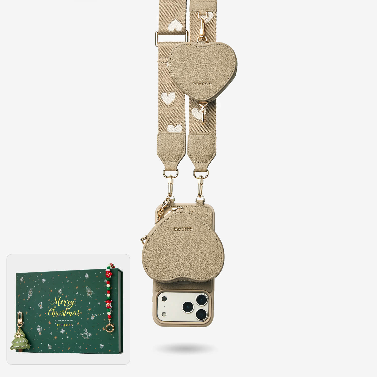 クリスマス限定キット - モランディ iPhoneケース（ハート型AirPodsポーチ＆ウェビングストラップ付き）