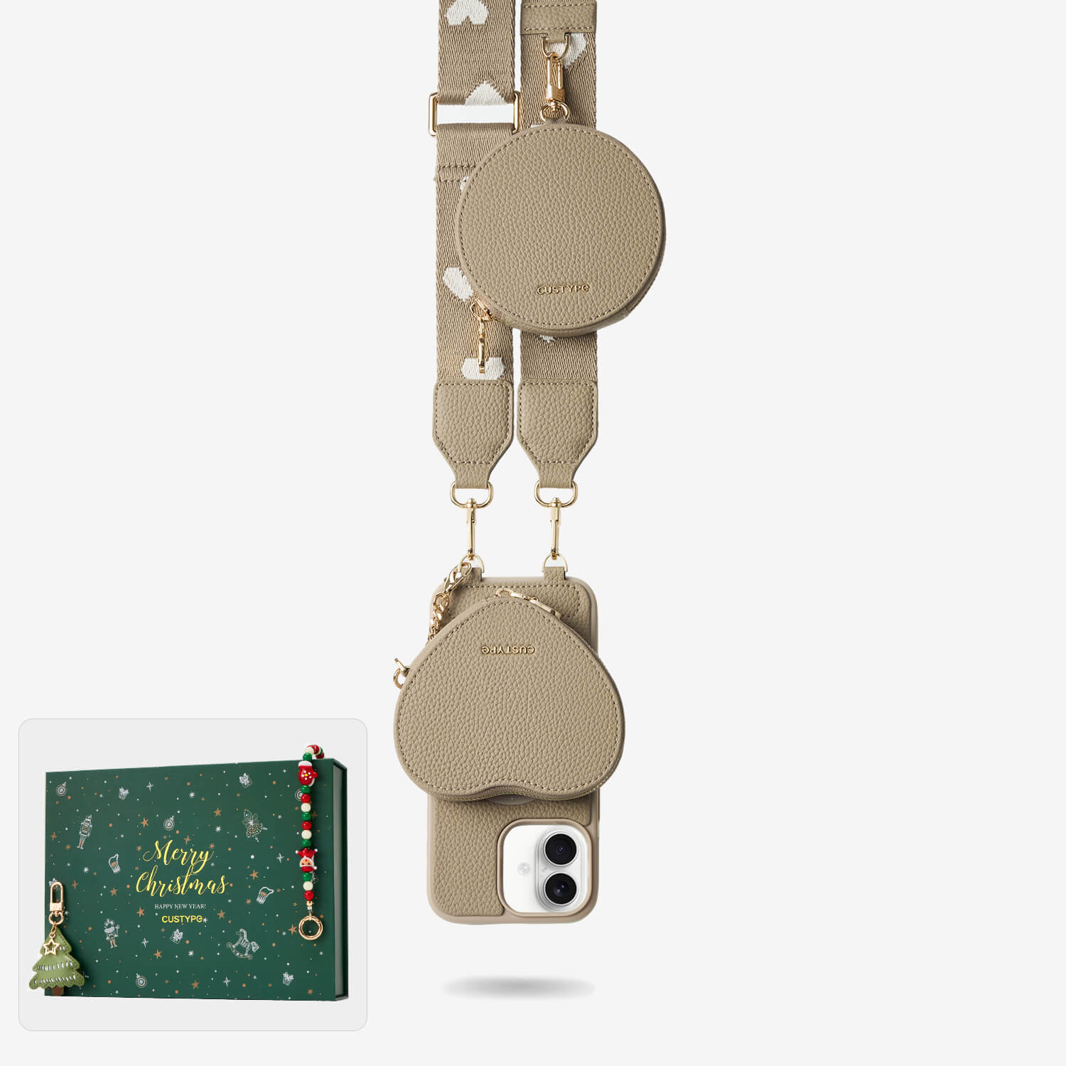  phone case with strap and green box