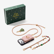 Leather iphone case crossbody light pink