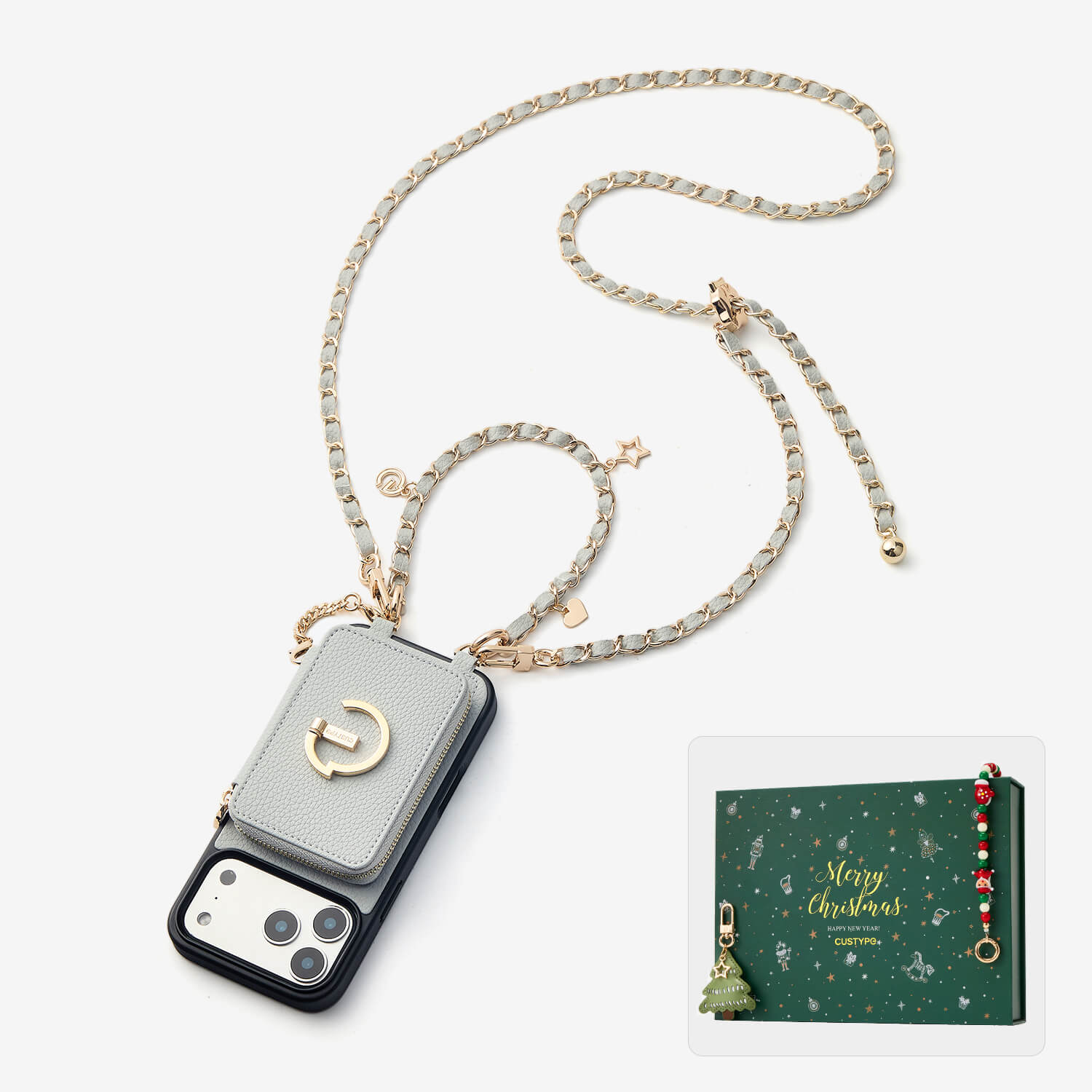 Crossbody Wallet Phone Case light gray