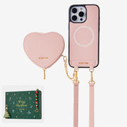 Christmas holiday crossbody phone case pink