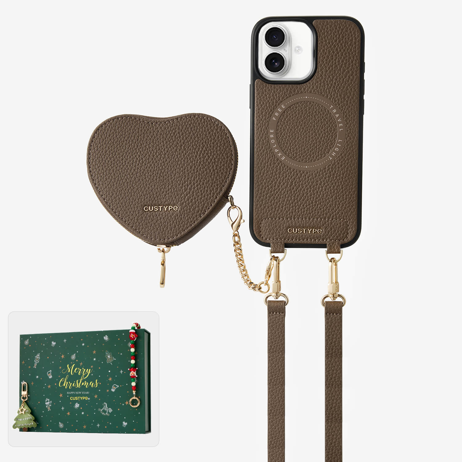 Leather iphone case crossbody mocha
