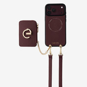 Original Design Set- Detachable Wireless Charging Crossbody Wallet Phone Case Round Pouch Set - iPhone 15 Plus