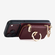 Original Design Set- Detachable Wireless Charging Crossbody Wallet Phone Case Round Pouch Set - iPhone 15 Plus