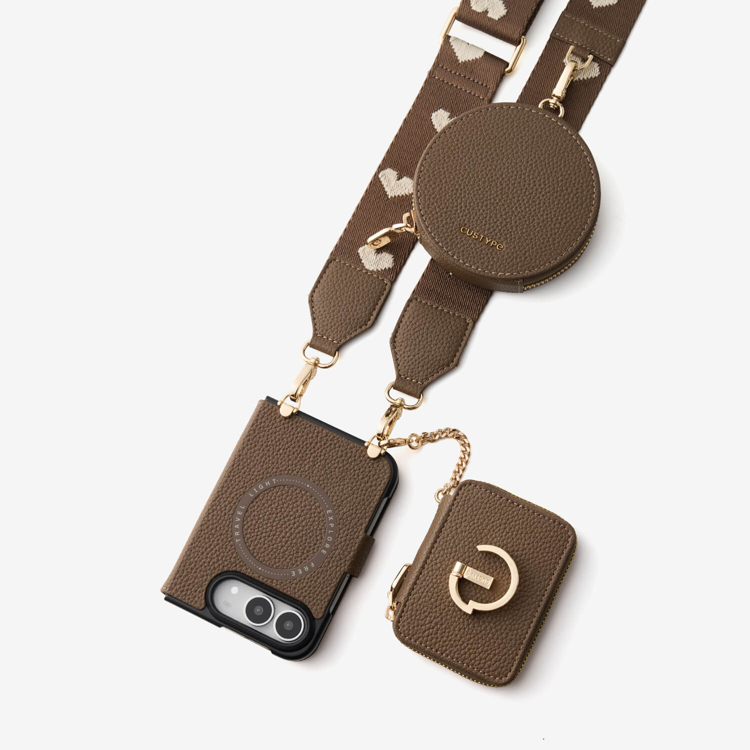 Original Design Set- iPhone Duo MagSafe Wallet Case with Webbing Strap & Pouch