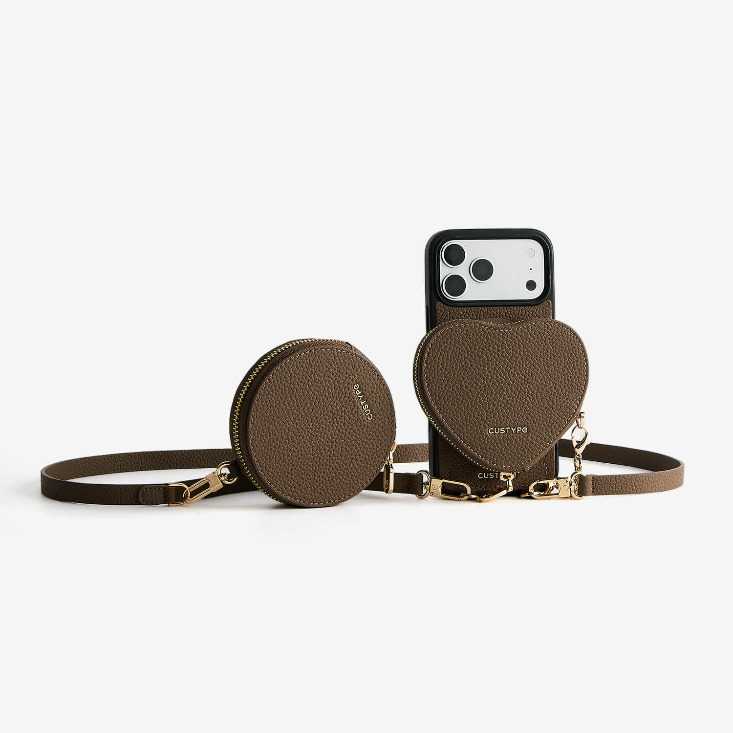 モランディグレースキット – クロスボディストラップ＆ハートポーチ付きフォンケース