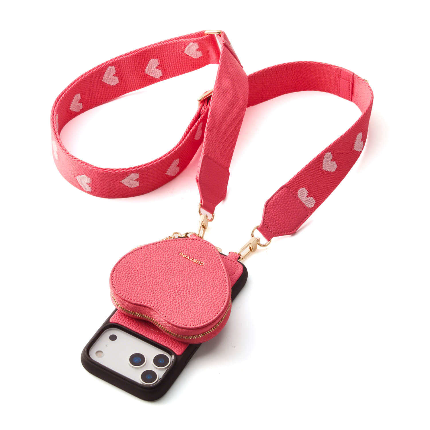 ハートデザインキット - ウェビングクロスボディストラップとポーチ