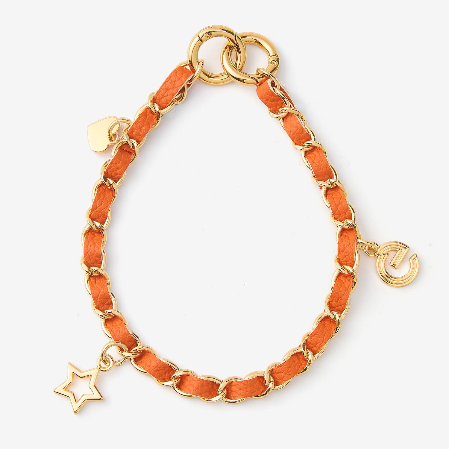 Elegant Chain Leather Wrist Strap- Lychee