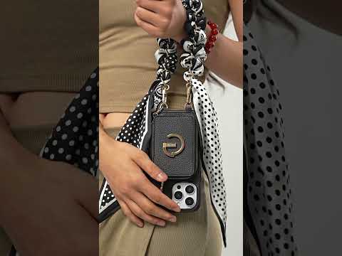 Silk Flair Set- Lychee Wrist Strap Wireless Charging Phone Case with Card Holder & Stand