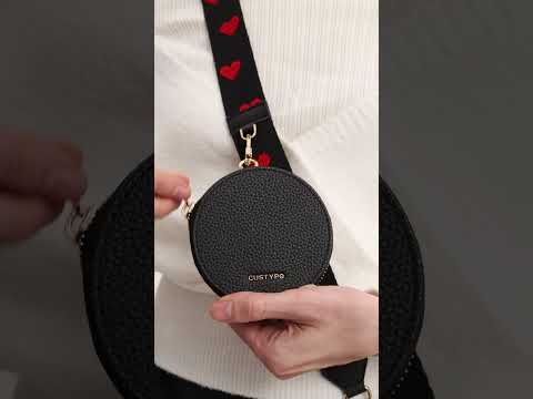 オリジナルデザインセット - ワイヤレス充電ウェビングクロスボディ電話ケースラウンドポーチセット