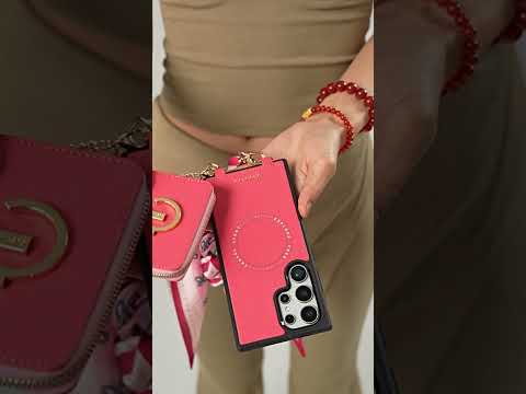 シルクフレアセット - Samsung Lychee 取り外し可能なリストレットウォレット型携帯電話ケース（Eスタンド付き）