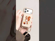 刺繍アート - ウォレット＆ポーチ＆ウェーブストラップ付きクロスボディフォンケース - iPhone 17