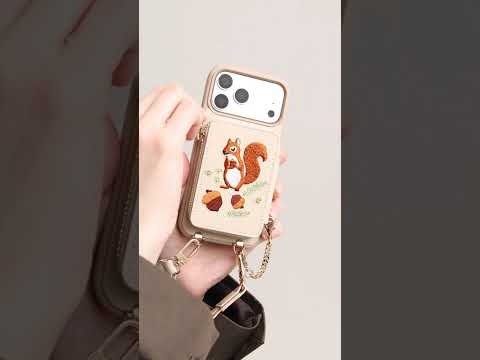 刺繍アート - 調節可能なクロスボディストラップ付きiPhoneウォレットケース