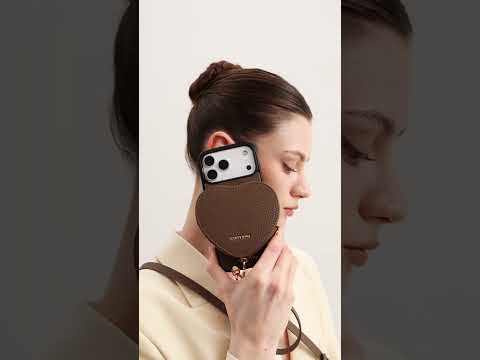 ハートデザインキット - 取り外し可能なワイヤレス充電クロスボディウォレット電話ケースポーチセット