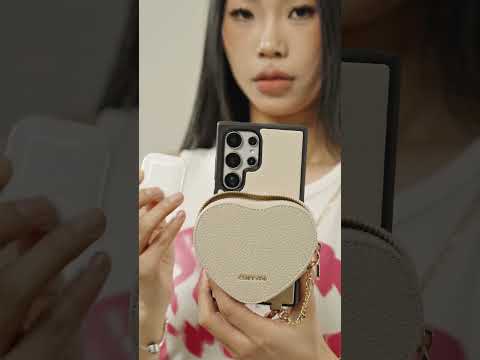 ハートツイストチェーン - カードスロットとショルダーストラップ付きSamsung Galaxyマグネット式携帯電話ケース