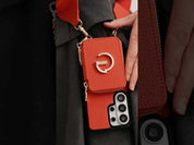 Orange Samsung S26 Ultra crossbody phone case with wallet with Magsafe for dog walking