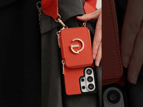 Orange Samsung S26 Ultra crossbody phone case with wallet with Magsafe for dog walking