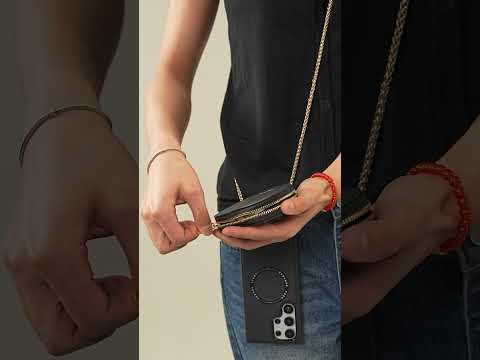 ハートツイストチェーン - カードスロットとショルダーストラップ付きSamsung Galaxyマグネット式携帯電話ケース