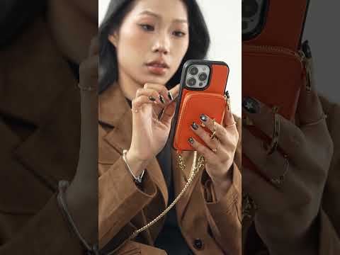 スリムメタルチェーン - カードホルダー付きマグネット式クロスボディスマホケース