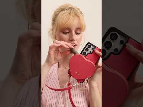 Heart Design Kit- Samsung Galaxy Detachable Wireless Charging Crossbody Wallet Phone Case Pouch Set - Samsung S25 Ultra
