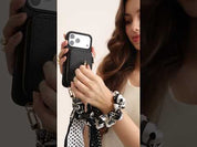 Silk Flair Set- Lychee Wrist Strap Wireless Charging Phone Case with Card Holder & Stand