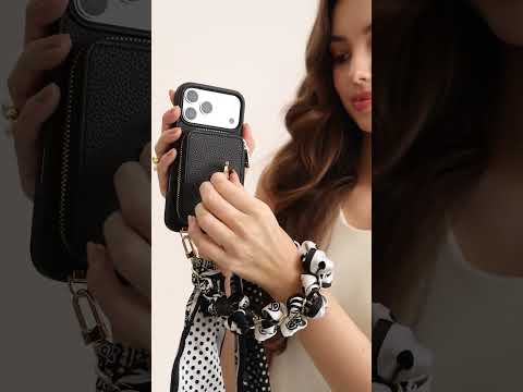 Silk Flair Set- Lychee Wrist Strap Wireless Charging Phone Case with Card Holder & Stand