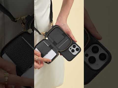 Original Design Set- Wireless Charging Webbing Crossbody Phone Case Round Pouch Set