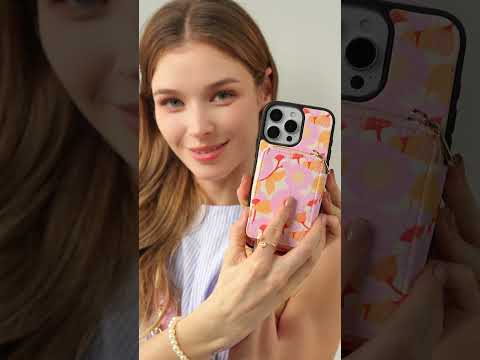 Katie O'Shea - iPhone用ストラップ付きフラワーテーママグネットウォレットケース