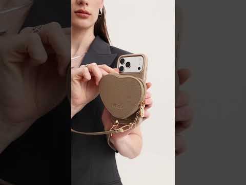 ハートデザインキット - 取り外し可能なワイヤレス充電クロスボディウォレット電話ケースポーチセット