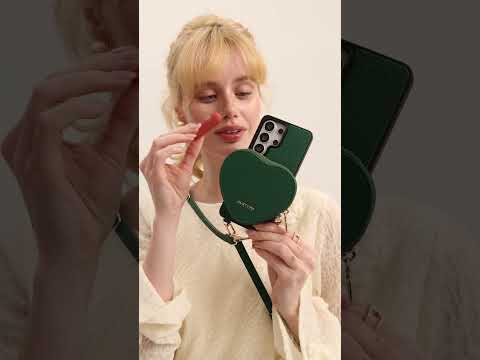 Heart Design Kit- Samsung Galaxy Detachable Wireless Charging Crossbody Wallet Phone Case Pouch Set - Samsung S25 Ultra