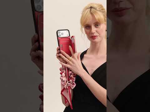 Silk Flair Set- Lychee Wrist Strap Wireless Charging Phone Case with Card Holder & Stand