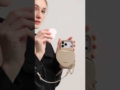 ハートデザインキット - 取り外し可能なワイヤレス充電クロスボディウォレット電話ケースポーチセット