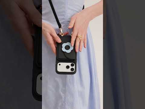 ブルームパル - フラワーチャーム＆ストラップ付きスリムウォレットスマホケース