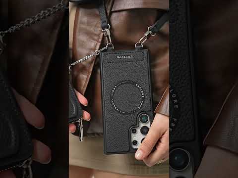 シルバーエッジキット - Samsung Galaxy ストラップ マグネット式ウォレット フォンケース（ラウンド型財布＆キックスタンド付き）