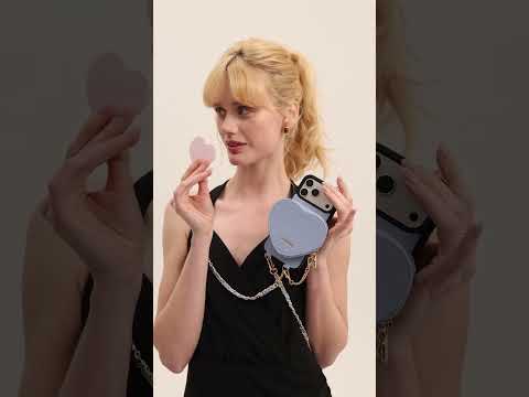 アリュールチェーンシリーズ - ハートポーチとチェーンストラップ付きiPhoneケース