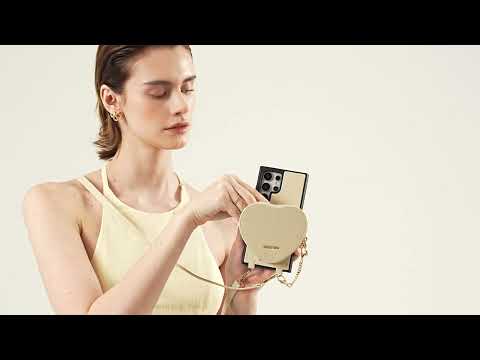 ハートデザインキット - Samsung Galaxy用 取り外し可能ワイヤレス充電クロスボディウォレット スマホケース ポーチセット