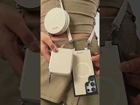 ルナシルバーシリーズ - カードホルダーとラウンドポーチ付きSamsung Galaxyクロスボディケース