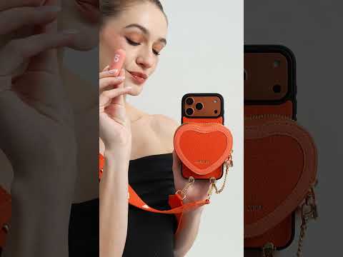 iPhone 16 Pro Max用レザーバイカラーハートケース – シックで完璧に