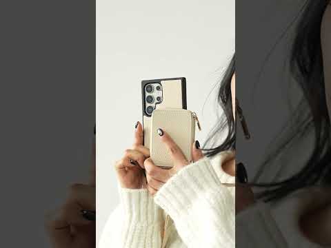 オリジナルデザインセット - Samsung Galaxy ウェビングクロスボディ電話ケース、マグネット式ウォレットラウンドポーチセット