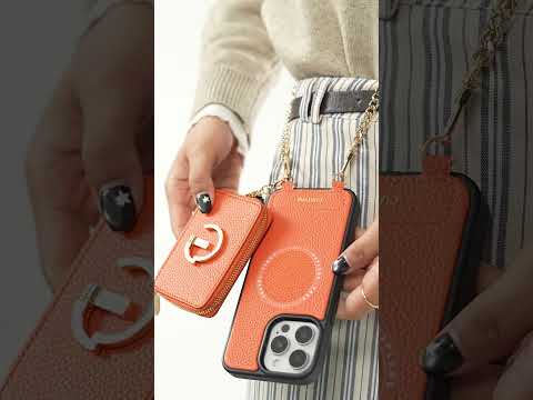 キャンディチェーンキット - マグネット式分離型ウォレットiPhoneケース（パールチェーン＆グリップ付き）