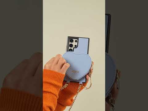 ハートチェーンキット - 取り外し可能なカードオーガナイザー付きSamsung Galaxyクロスボディケース