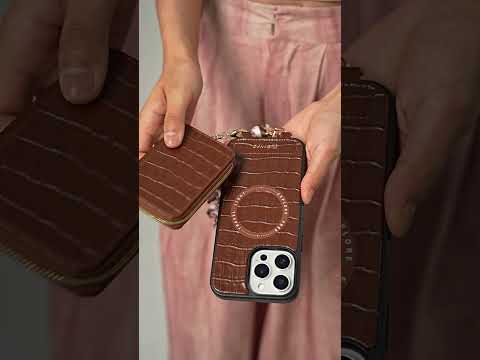 シルクフレアセット - クロコダイルリストストラップウォレット電話ケースMagSafe対応