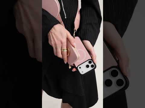 オリジナルデザインセット - ワイヤレス充電ウェビングクロスボディ電話ケースラウンドポーチセット