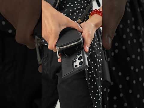 ルナシルバーシリーズ - カードホルダーとラウンドポーチ付きSamsung Galaxyクロスボディケース