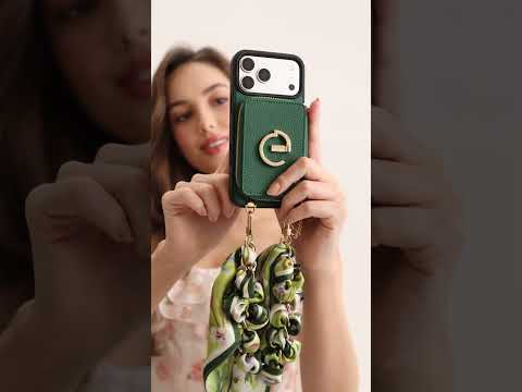 Silk Flair Set- Lychee Wrist Strap Wireless Charging Phone Case with Card Holder & Stand