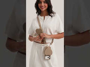 Taupe iPhone 17 Pro Max iPhone wallet case with strap with hands-free for moms
