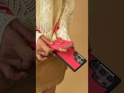 オリジナルデザインセット - Samsung Galaxy ウェビングクロスボディ電話ケース、マグネット式ウォレットラウンドポーチセット