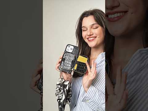 シルクフレアセット - クロコダイルリストストラップウォレット電話ケースMagSafe対応