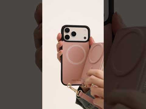 オリジナルデザインセット - 取り外し可能なワイヤレス充電対応クロスボディウォレット型スマホケース＆ラウンドポーチセット
